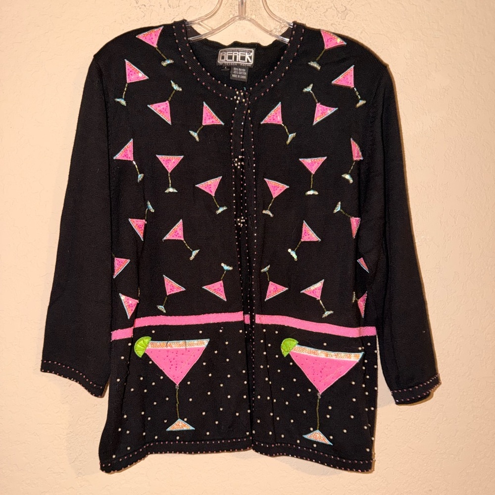 BEREK Cocktail Party Sequin/Beaded Sweater/Cardigan- Large